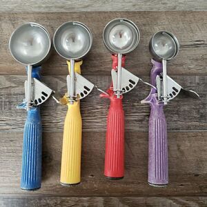Volrath Ice Cream Scoops Set Of Blue Red Yellow Purple Handle Stainless Utensil